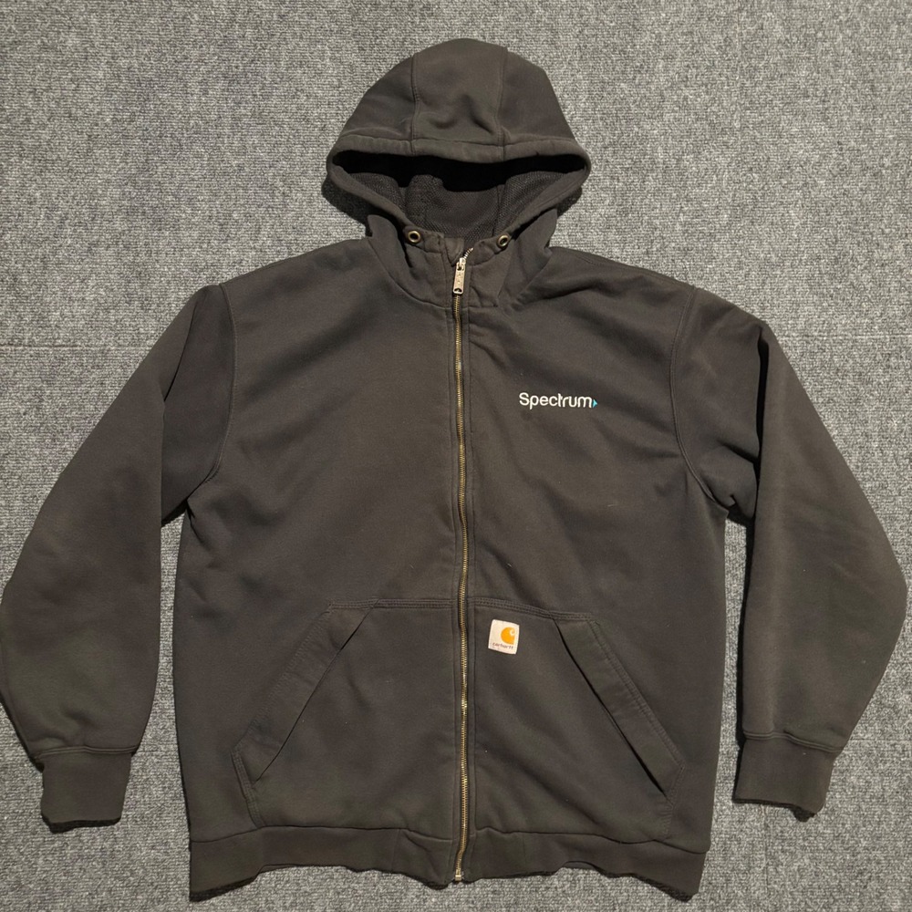 Carhartt Mens Loose Fit Full Zip Hoodie Black Spectrum Logo Size Large Thermal